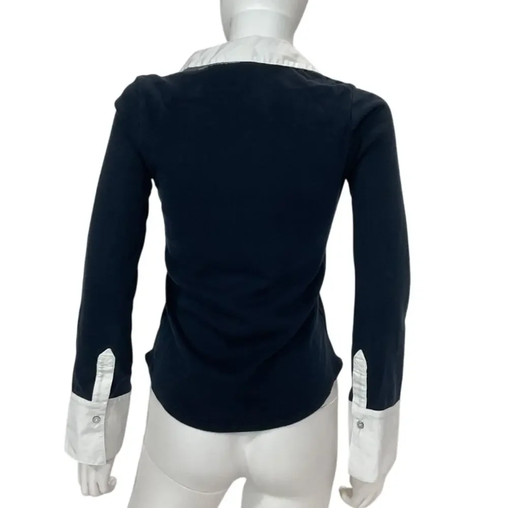 Cinq A Sept Contrast Navy And White Jaden Top Size S